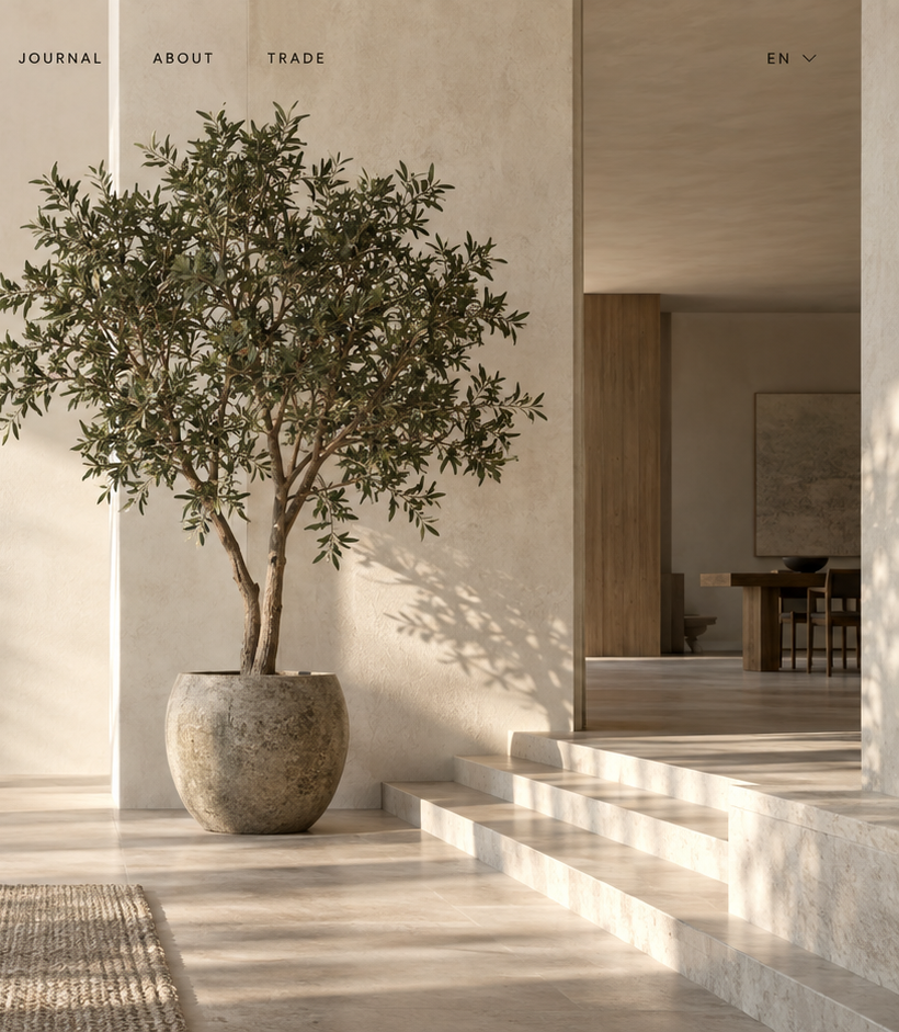 Large artificial tree in a contemporary interior